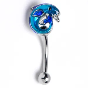16 Gauge 5/16 Dolphin Blue Beauty Curved Eyebrow Ring