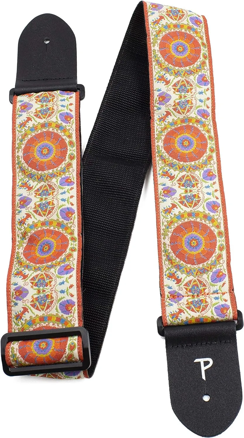 2.5” PEACH MANDALA PATTERN JACQUARD GUITAR STRAP