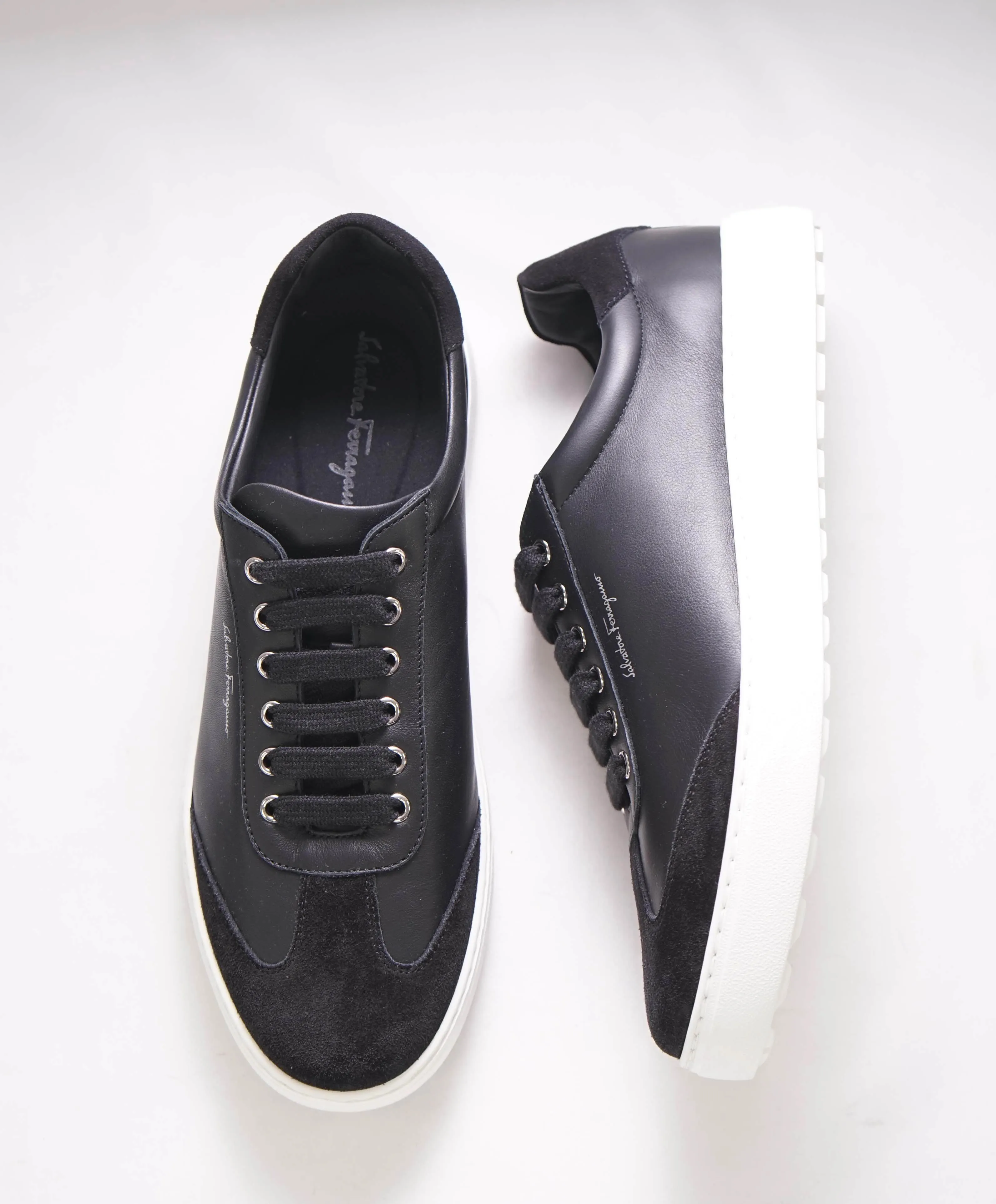 $695 SALVATORE FERRAGAMO - *PADEL* White/Black Gancini Sneaker - 9 M US