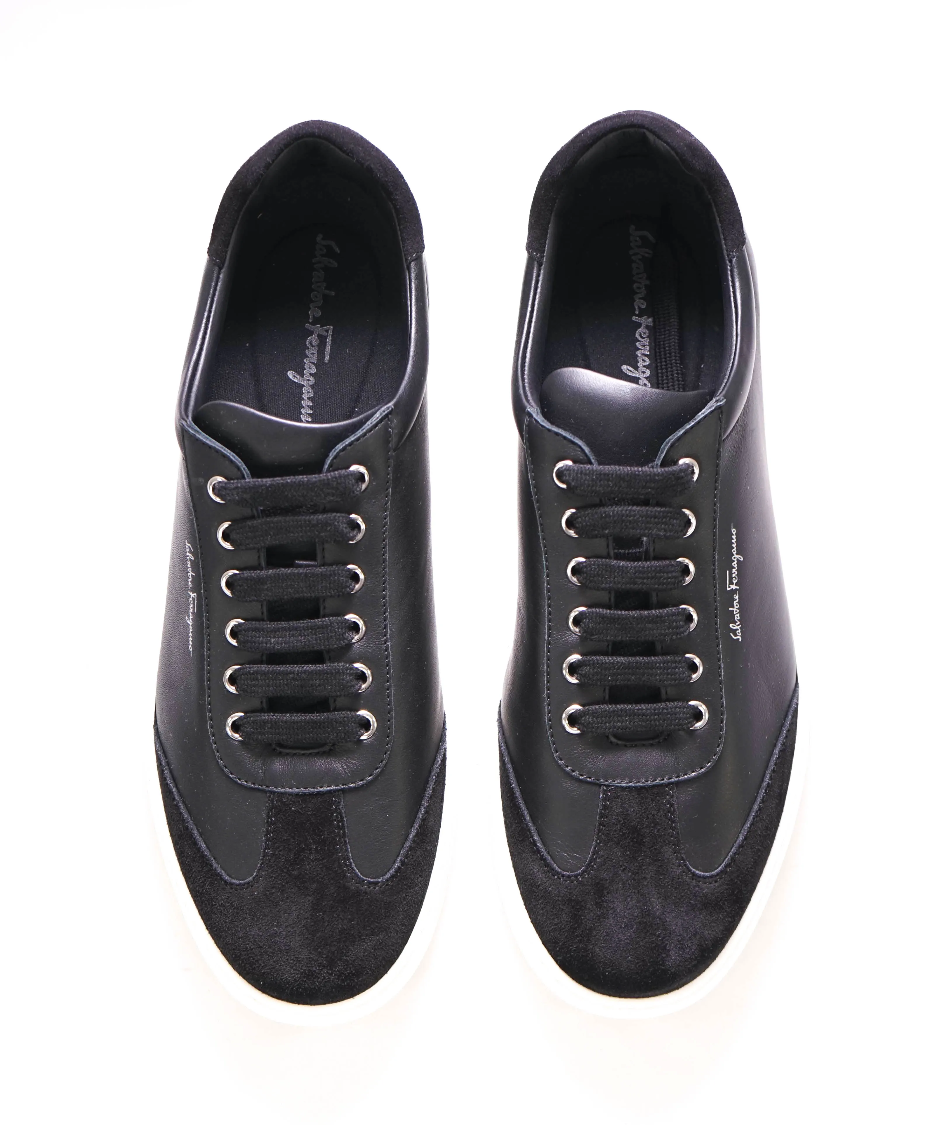 $695 SALVATORE FERRAGAMO - *PADEL* White/Black Gancini Sneaker - 9 M US