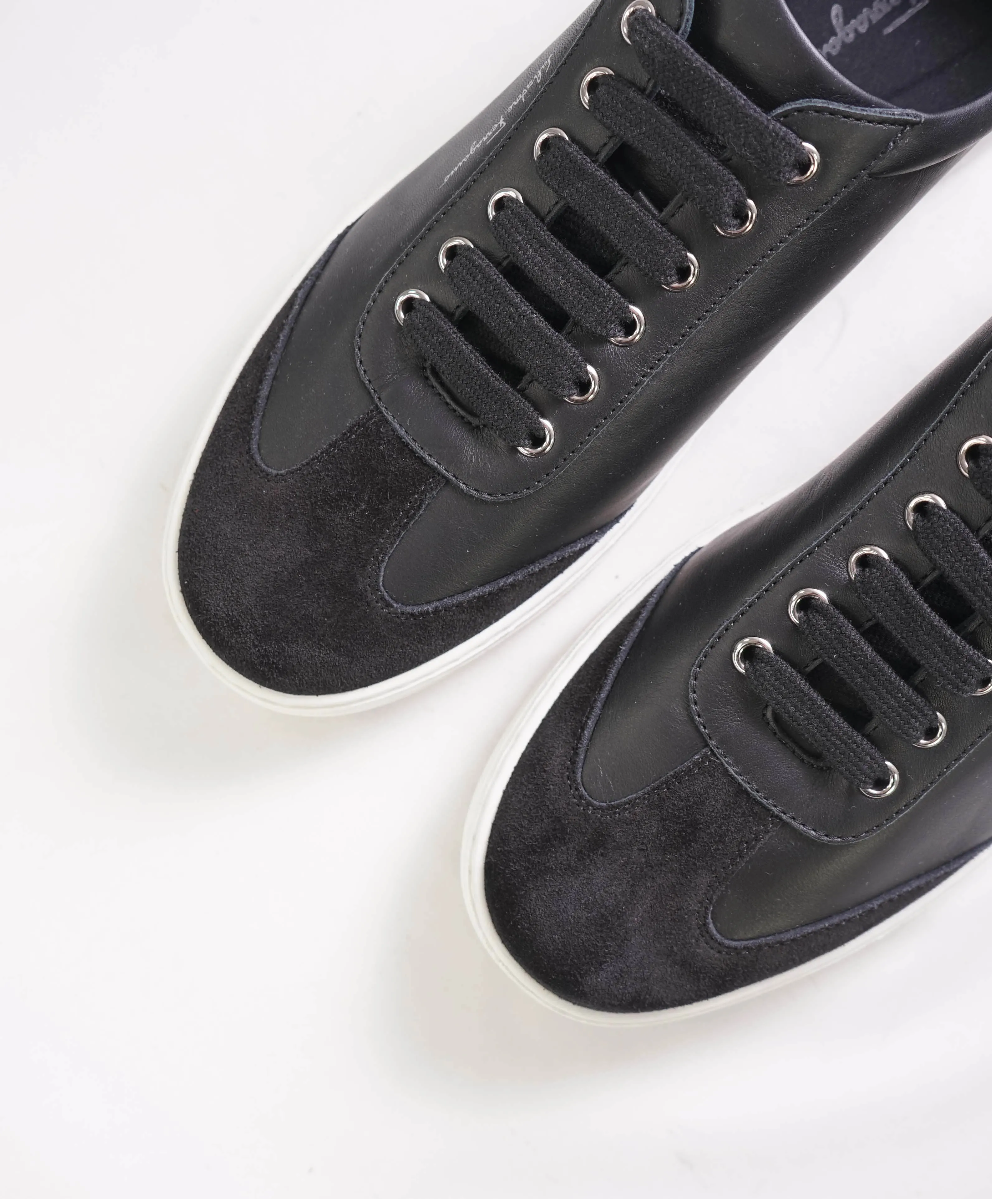 $695 SALVATORE FERRAGAMO - *PADEL* White/Black Gancini Sneaker - 9 M US