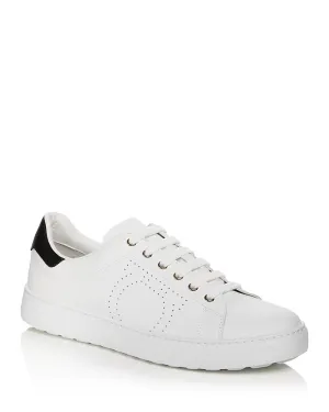 $695 SALVATORE FERRAGAMO - *PIERRE* White/Black Gancini Sneaker - 10.5 M US