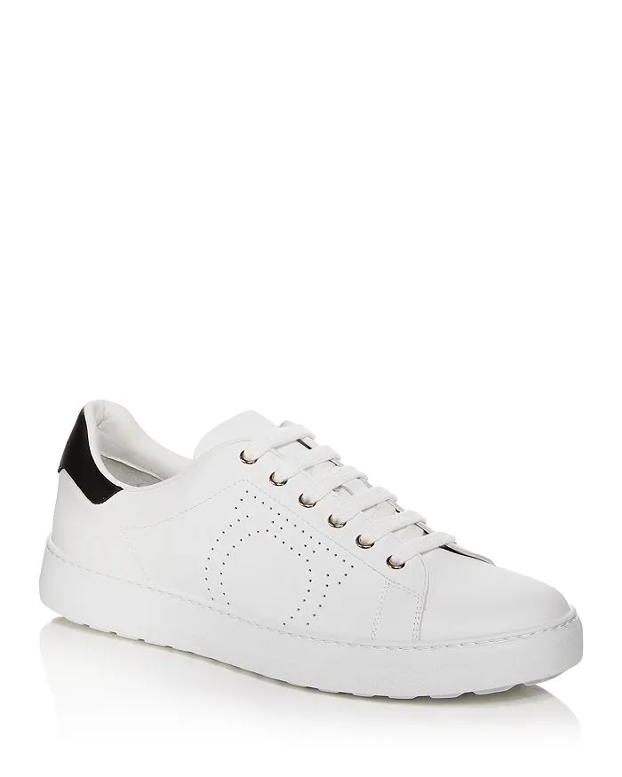 $695 SALVATORE FERRAGAMO - *PIERRE* White/Black Gancini Sneaker - 10.5 M US