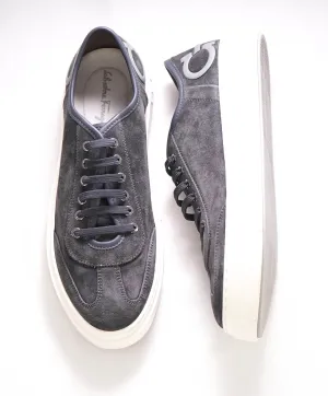 $750 SALVATORE FERRAGAMO - Gray Gancini Logo Sneaker - 8M US