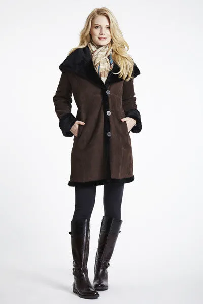 #923 hOODED SHEARLING COAT  1/S  1/L   bLACK $500  sorry no additional discounts