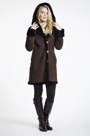 #923 hOODED SHEARLING COAT  1/S  1/L   bLACK $500  sorry no additional discounts