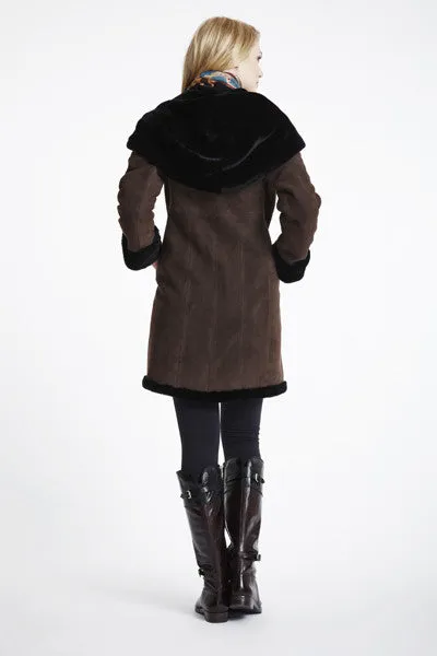 #923 hOODED SHEARLING COAT  1/S  1/L   bLACK $500  sorry no additional discounts