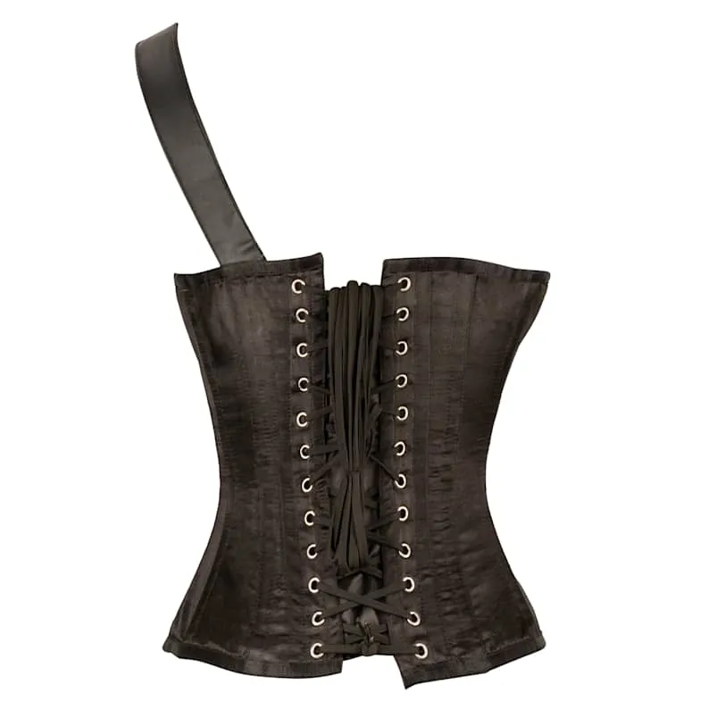 Adibayor Black & Gold Satin Corset With Adjustable Strap