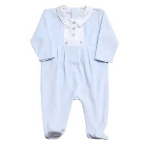 Adriana Mae George Velour Stitch Detailed Sleepsuit Blue
