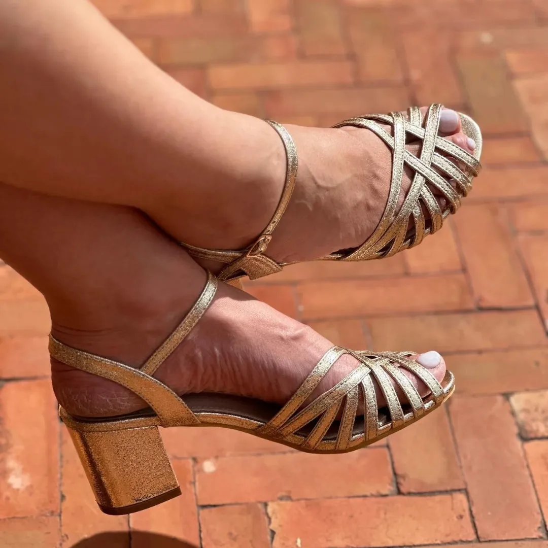 ATHENA - SANDALES À TALONS DORÉS