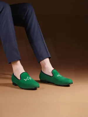 Autumn and winter new men's imported velvet embroidered British fashion party formal slip-on loafers