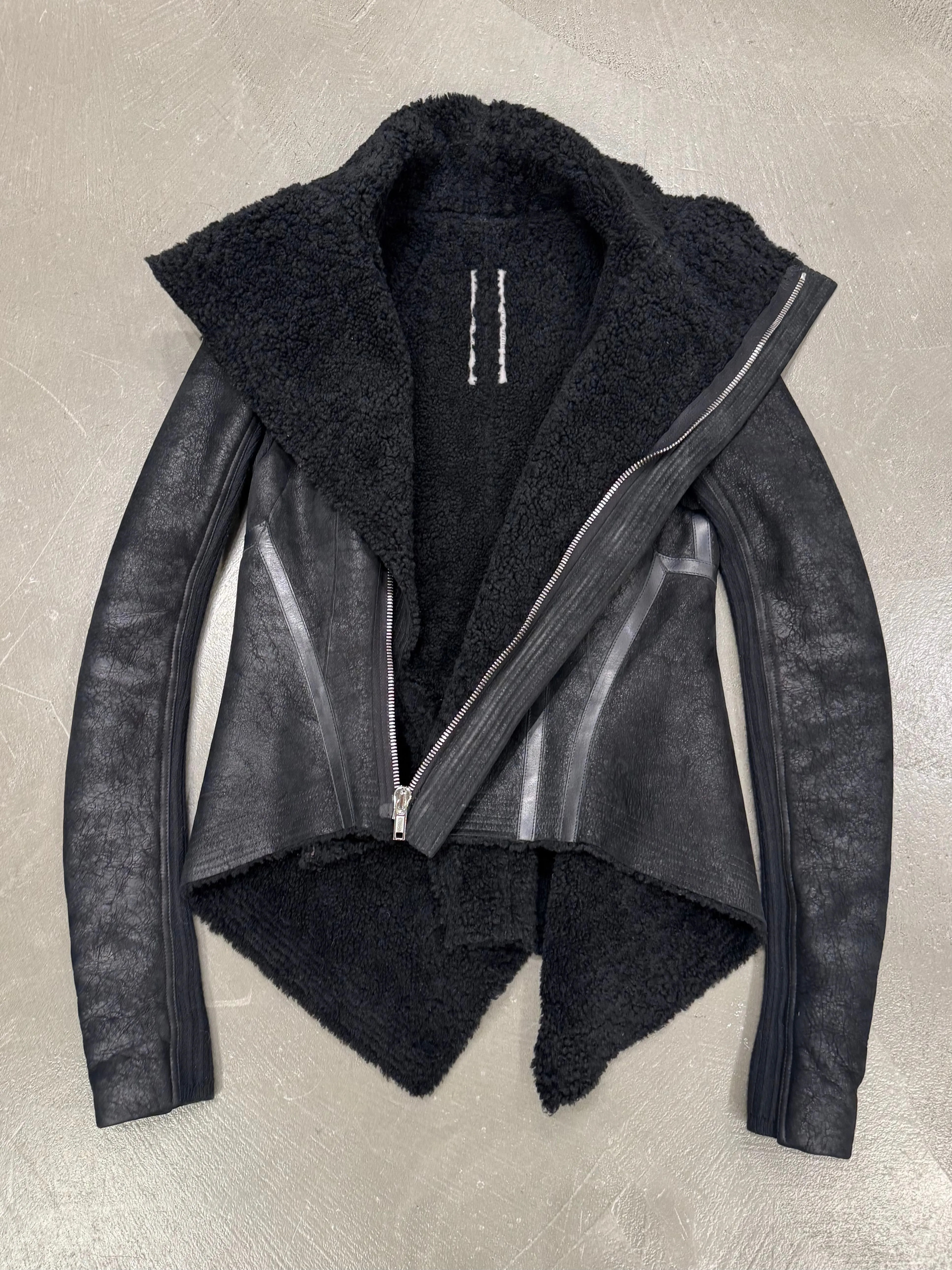 A/W2017 Rick Owens “Glitter” calfskin shearling leather jacket