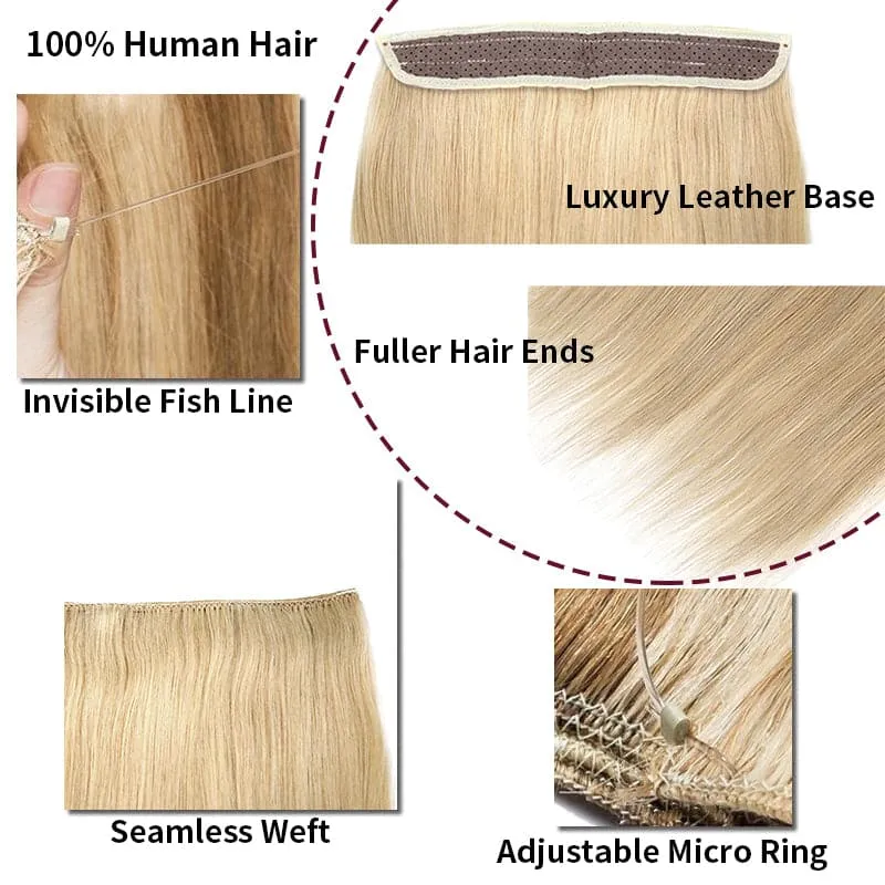 Balayage Halo Human Hair Extension For Thin Hair Full Volume
