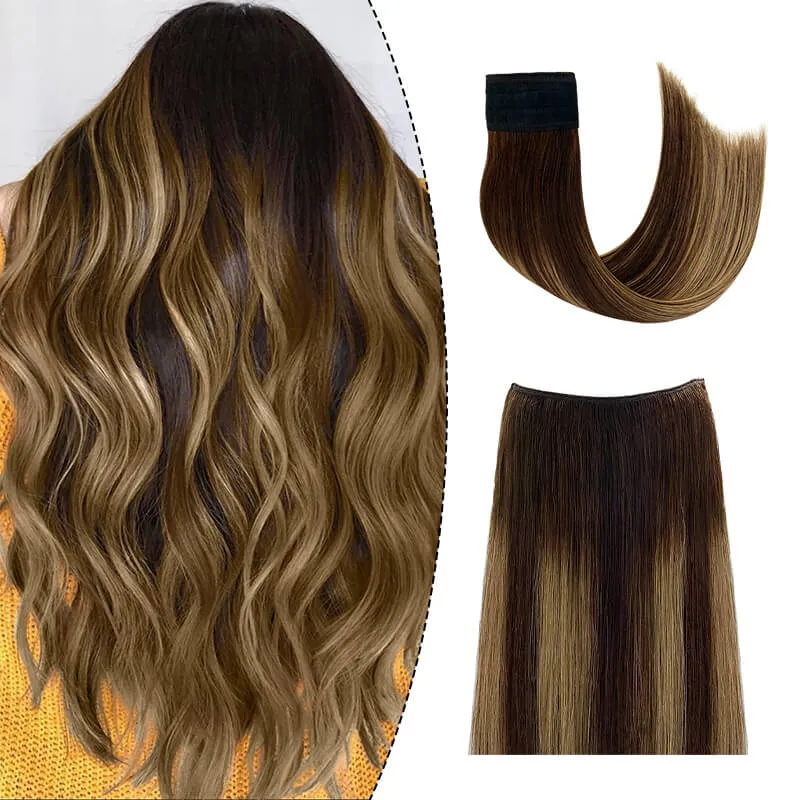 Balayage Halo Human Hair Extension For Thin Hair Full Volume
