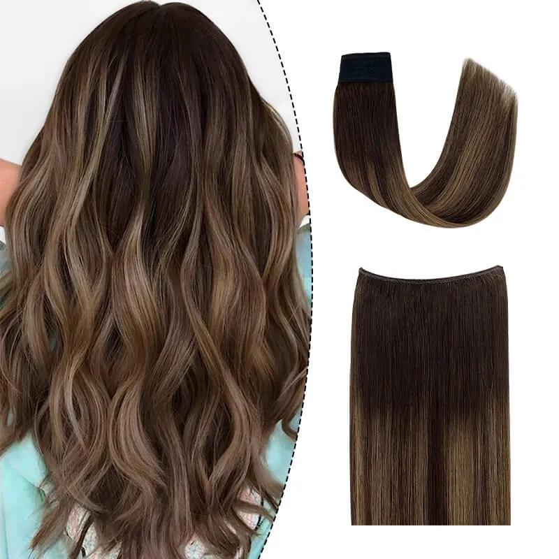 Balayage Halo Human Hair Extension For Thin Hair Full Volume