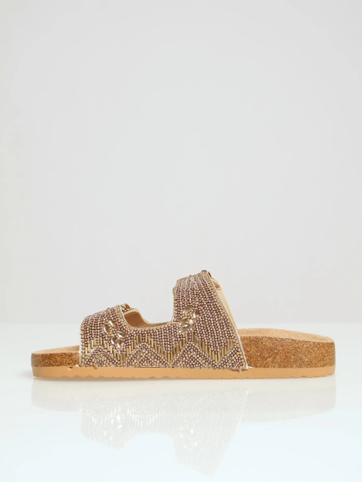 Beaded Birk Sandal - Gold