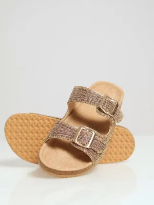 Beaded Birk Sandal - Gold