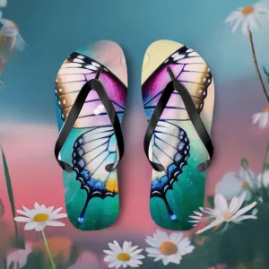 Beautiful Butterfly and Daisies Flip Flops for Women