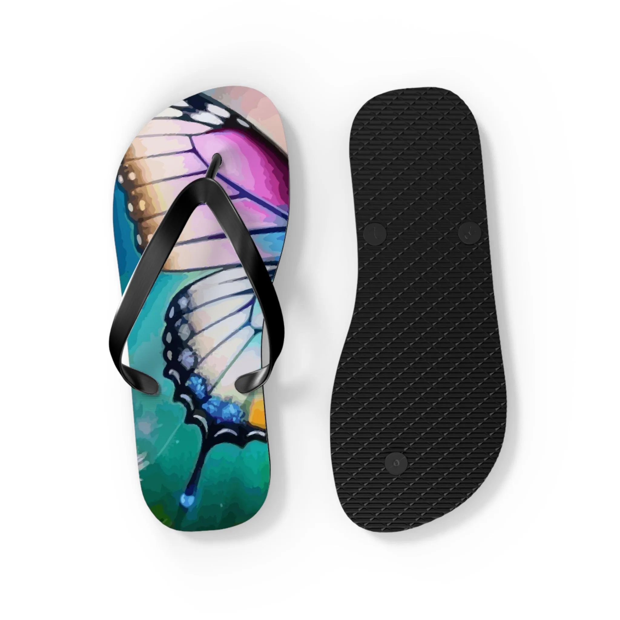 Beautiful Butterfly and Daisies Flip Flops for Women