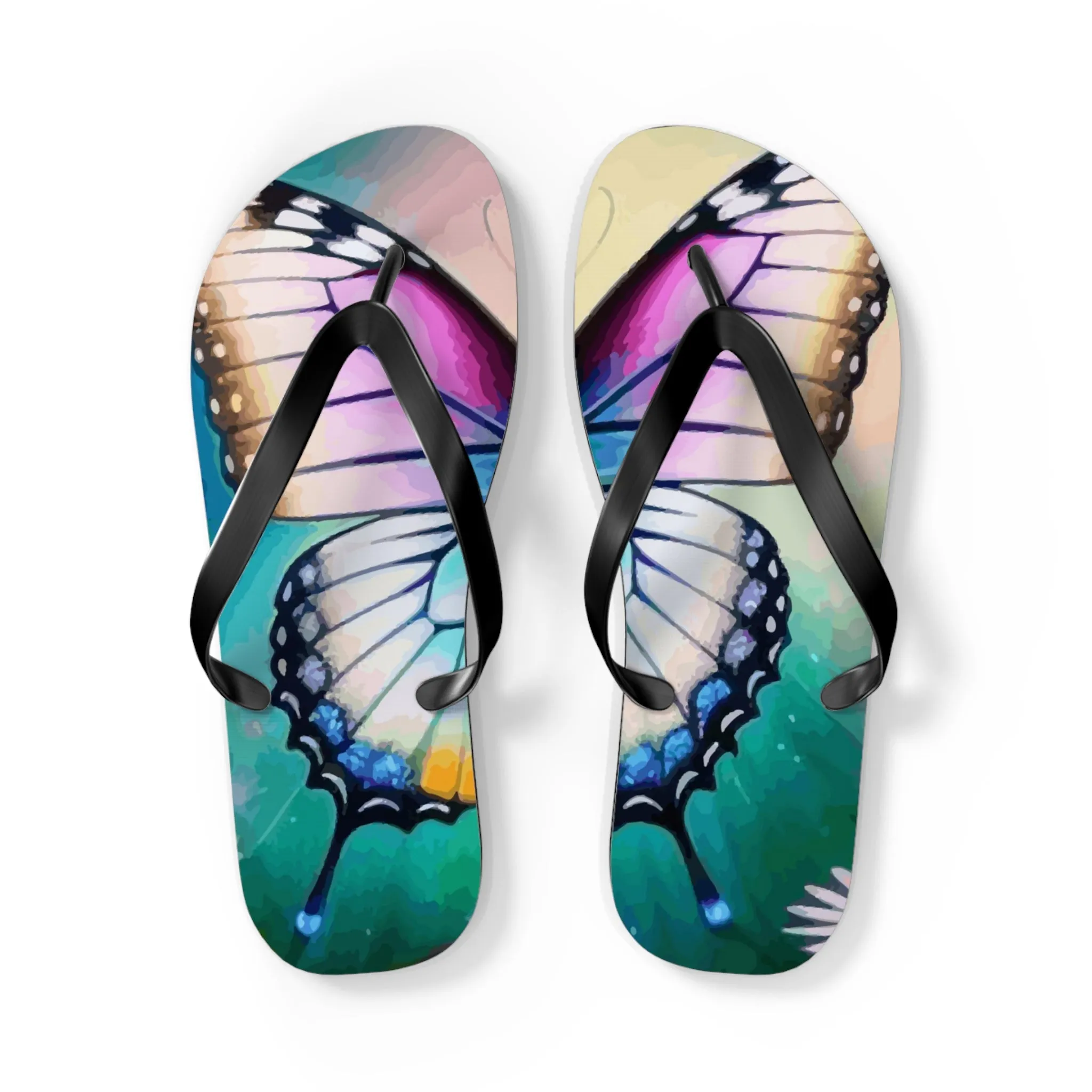 Beautiful Butterfly and Daisies Flip Flops for Women