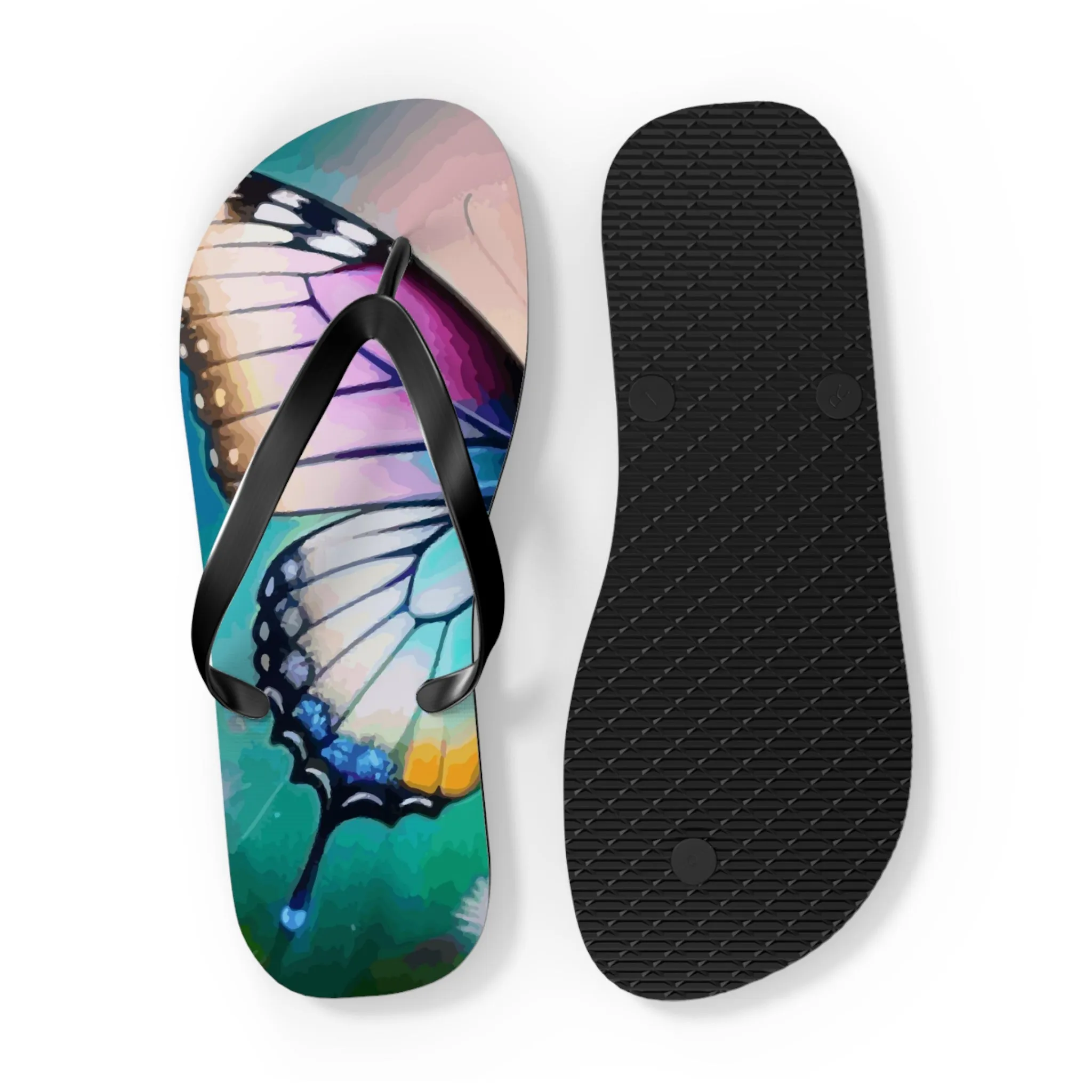 Beautiful Butterfly and Daisies Flip Flops for Women
