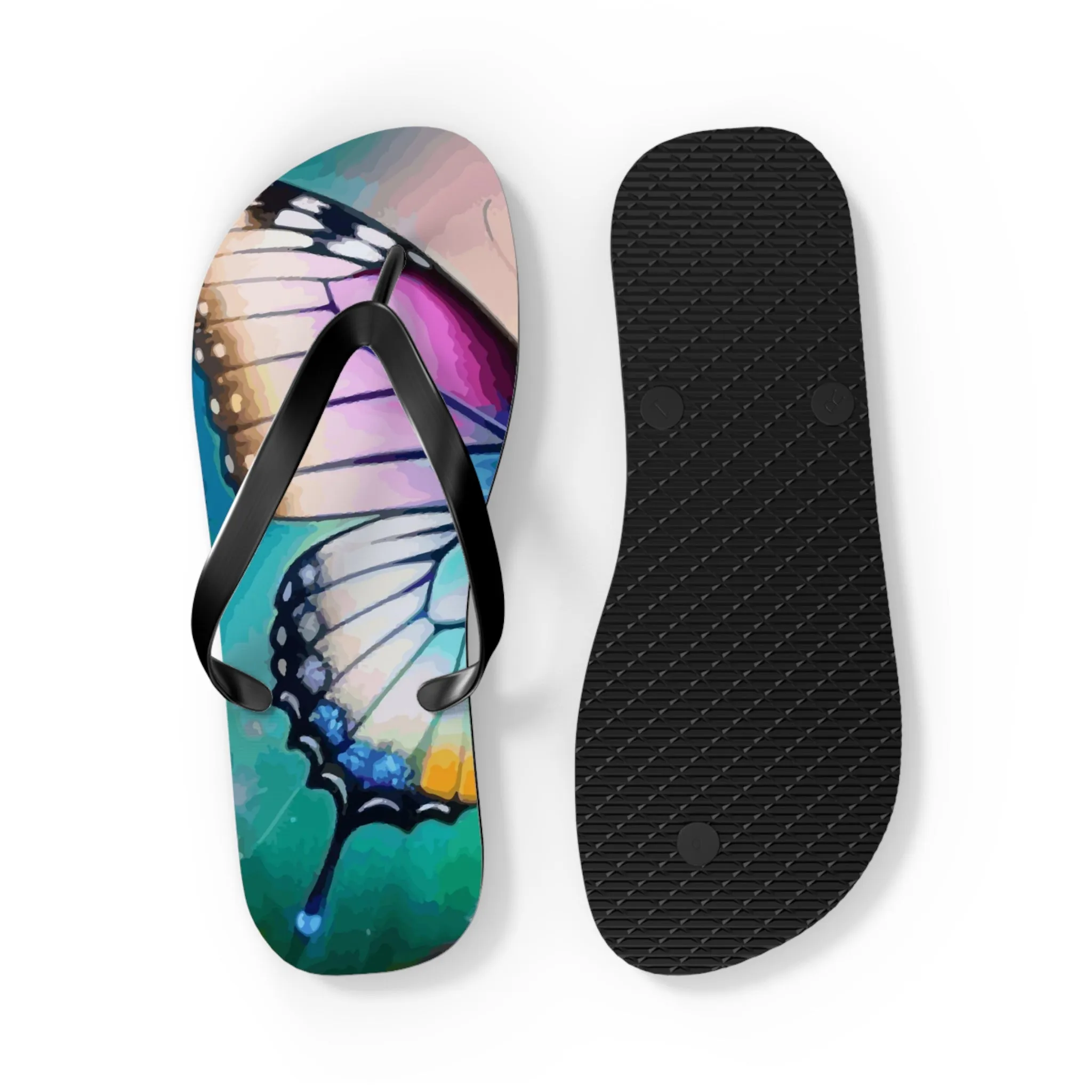 Beautiful Butterfly and Daisies Flip Flops for Women