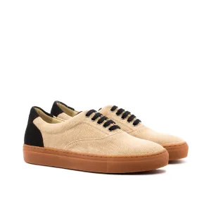 Beige & Black Linen Top-Sider Trainers