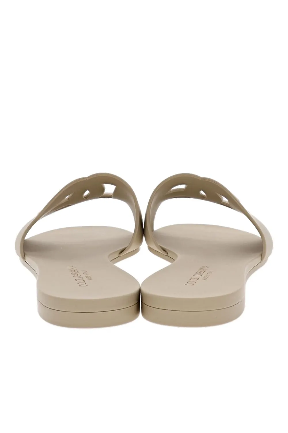 Beige Logo Rubber Beachwear Sliders
