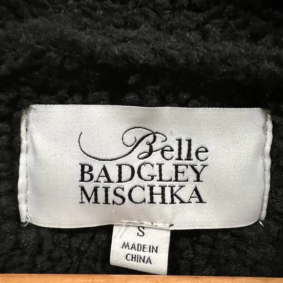 Belle Badgley Mischka Joanna Asymmetrical Faux Shearling Coat Jacket