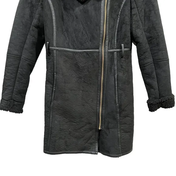 Belle Badgley Mischka Joanna Asymmetrical Faux Shearling Coat Jacket