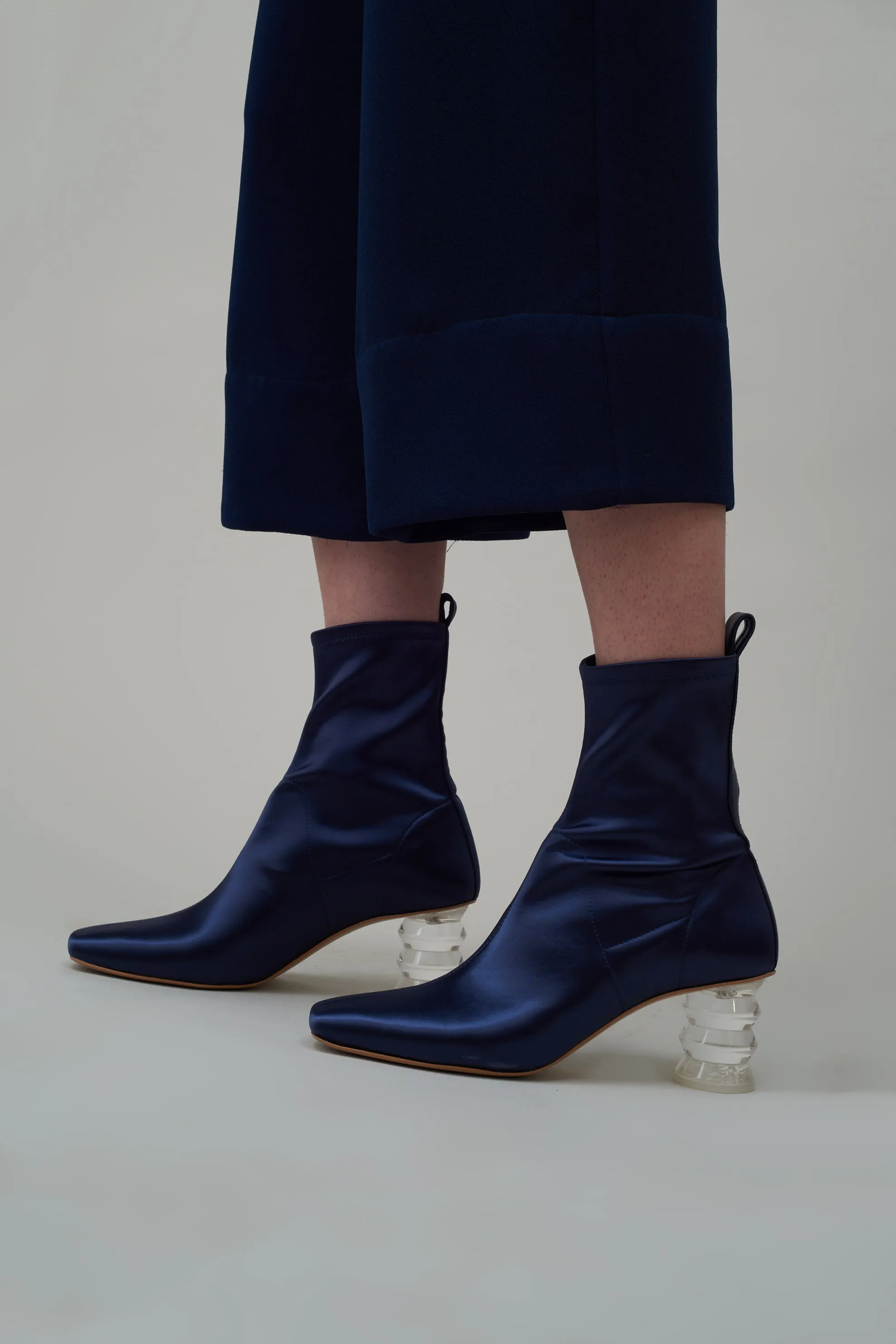 Binx Boot in Stretch Satin - Midnight
