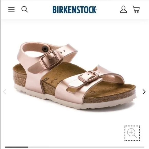 Birkenstock kids metallic effect leather sandals