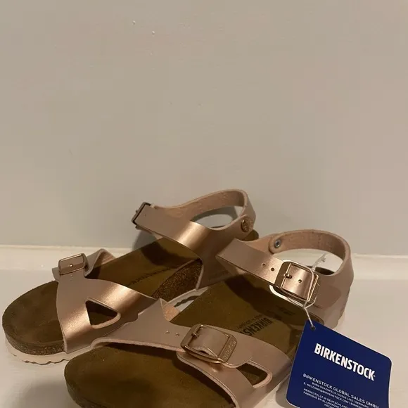 Birkenstock kids metallic effect leather sandals