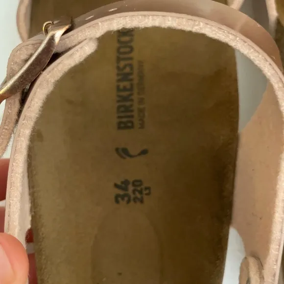 Birkenstock kids metallic effect leather sandals