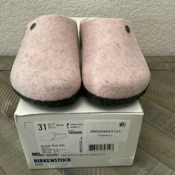 BIRKENSTOCK Kids' Zermatt Genuine Shearling Lined Slipper, size 13-13.5US / 31EU