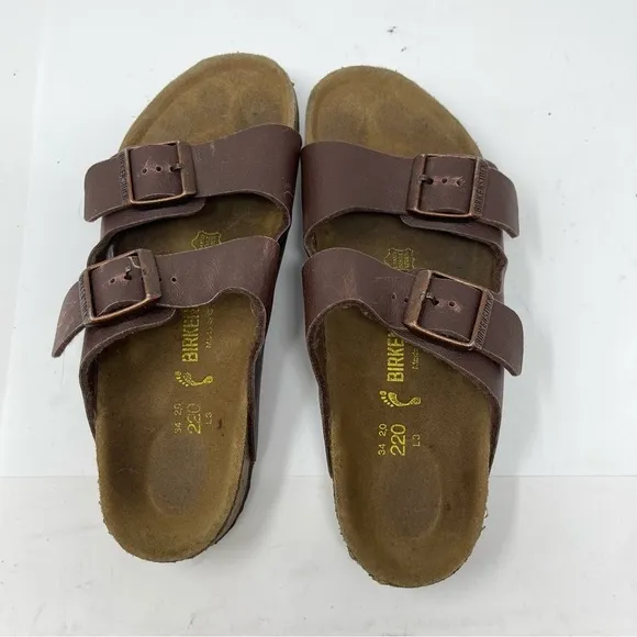 Birkenstock unisex kids Arizona brown leather sandals sz 34 US 3