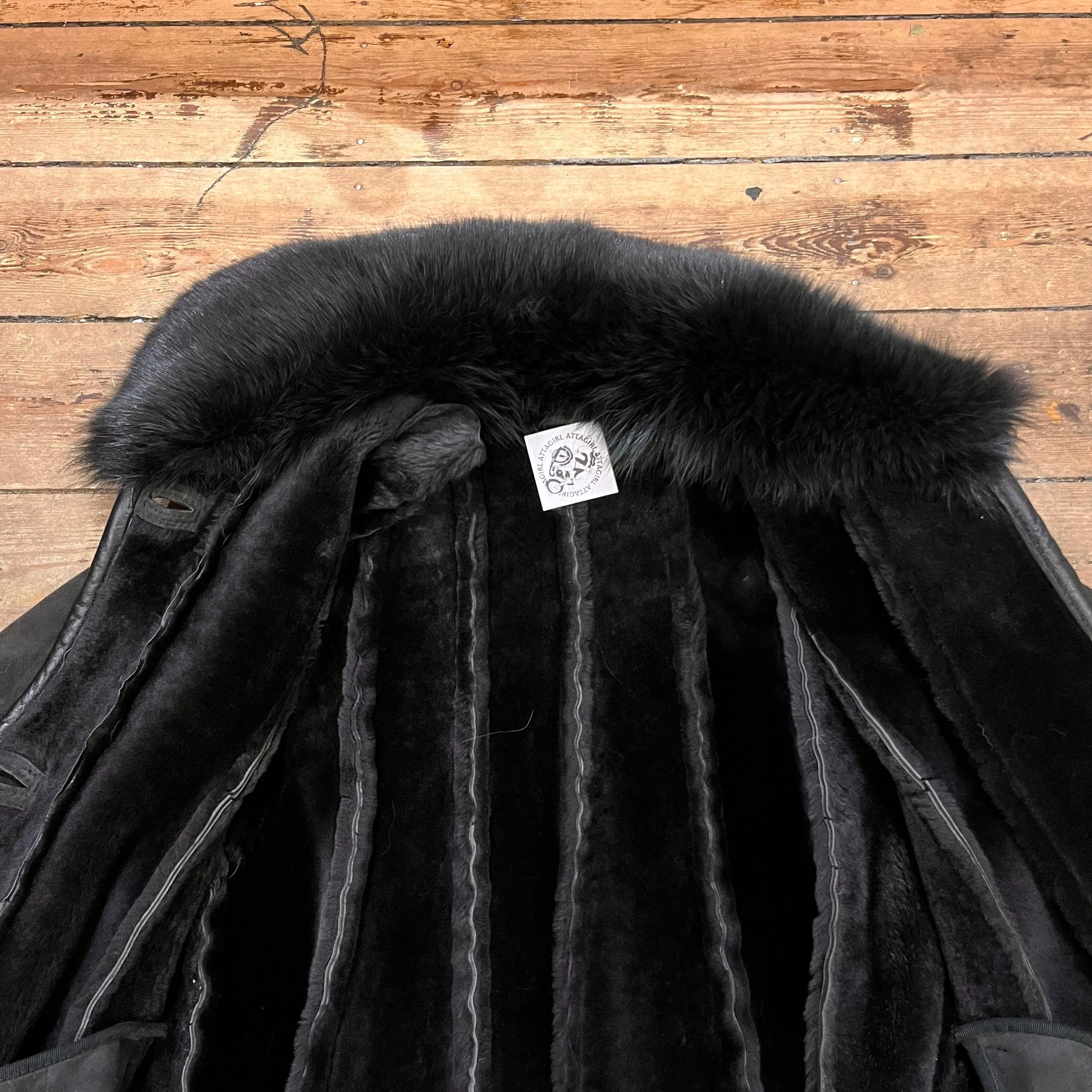 Black Fur Shearling Italian Coat