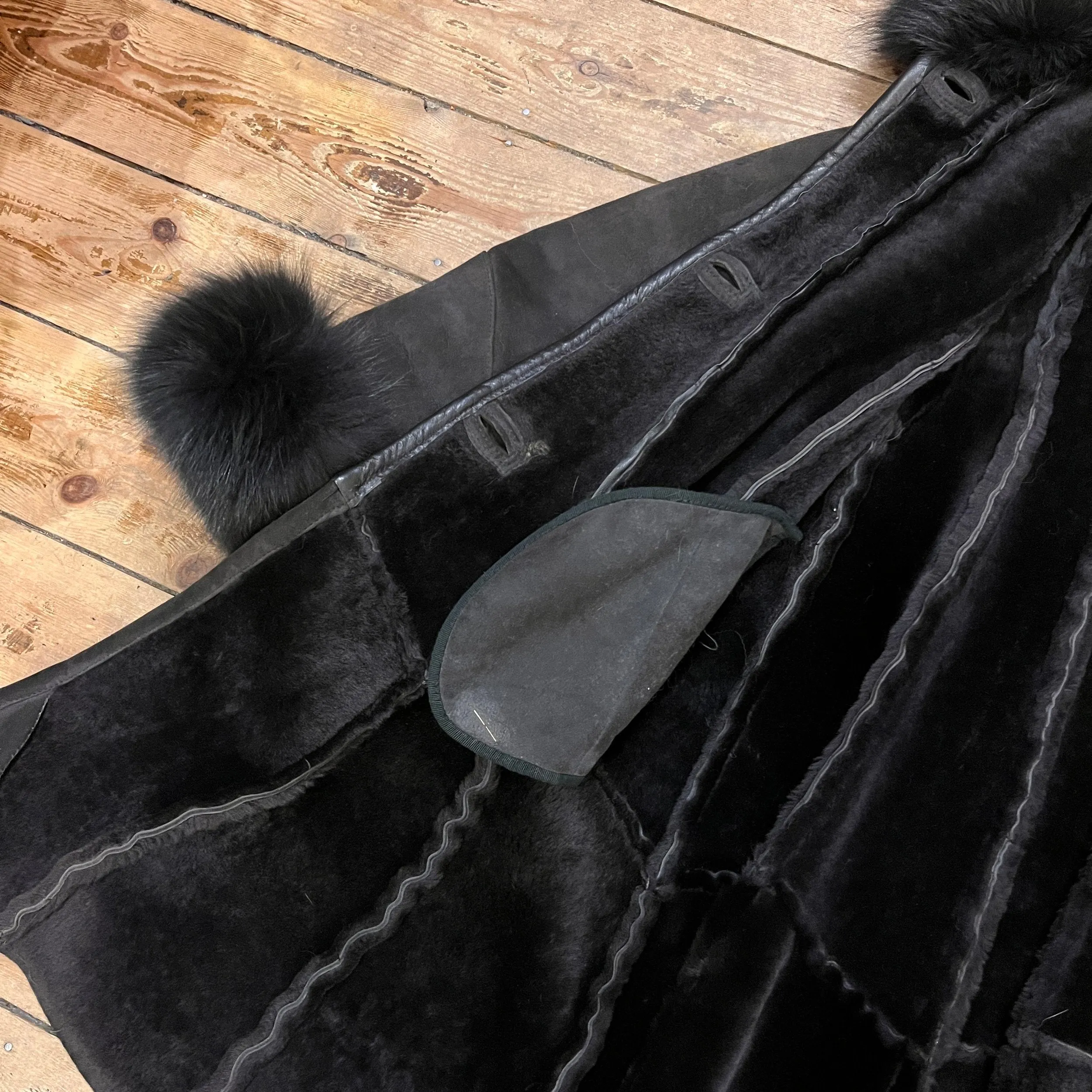 Black Fur Shearling Italian Coat