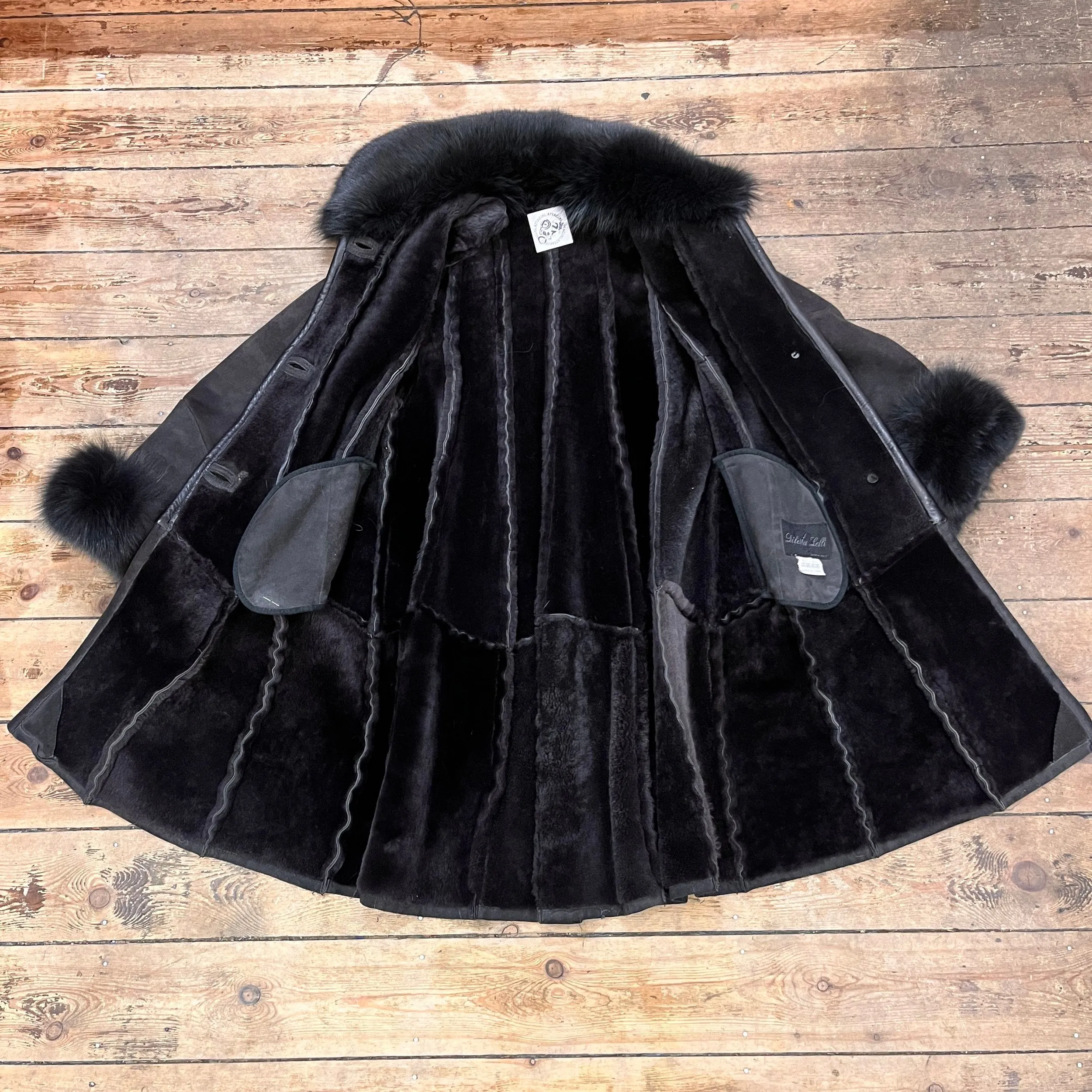 Black Fur Shearling Italian Coat