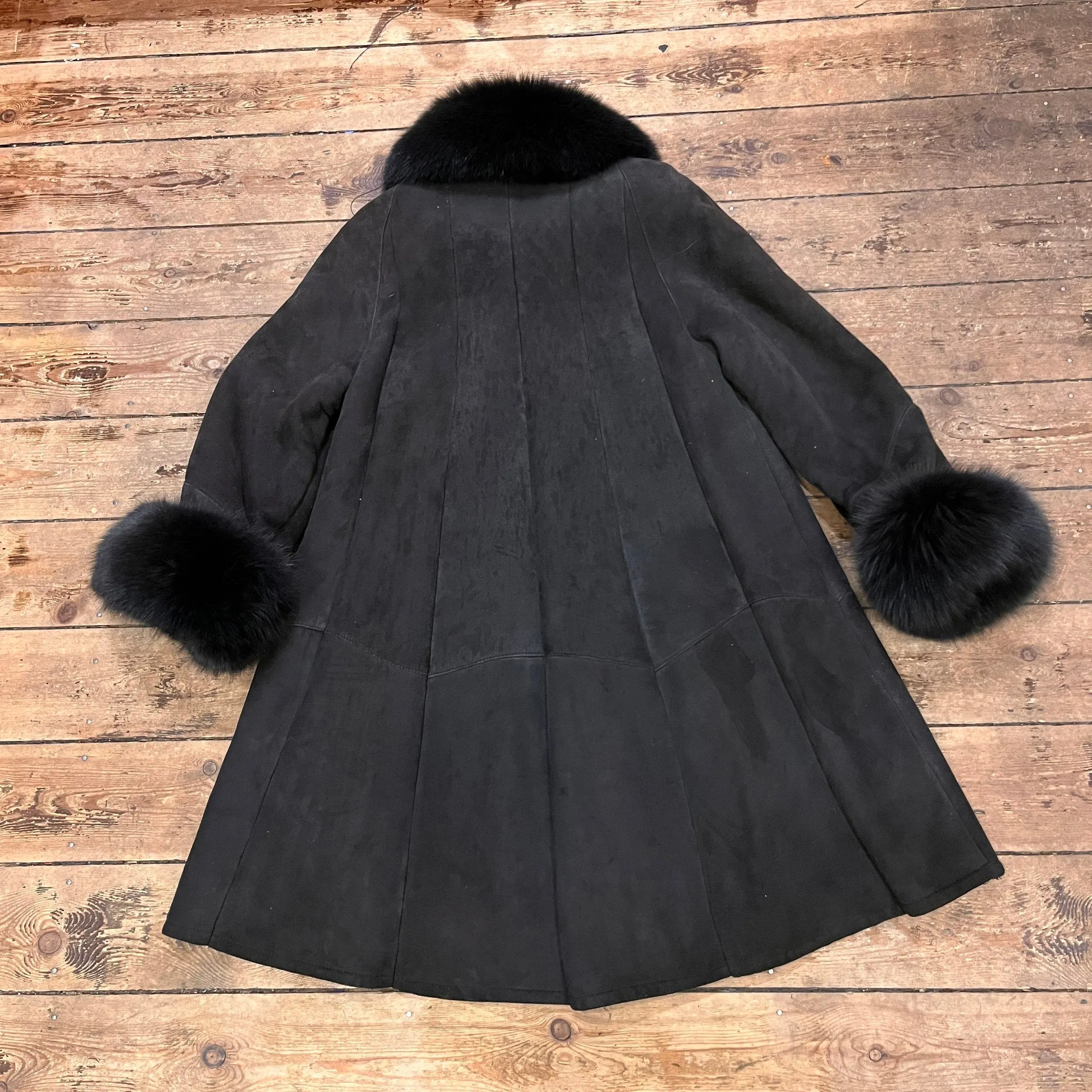 Black Fur Shearling Italian Coat
