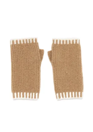 Blanket Stitch Handwarmer - Cream/camel