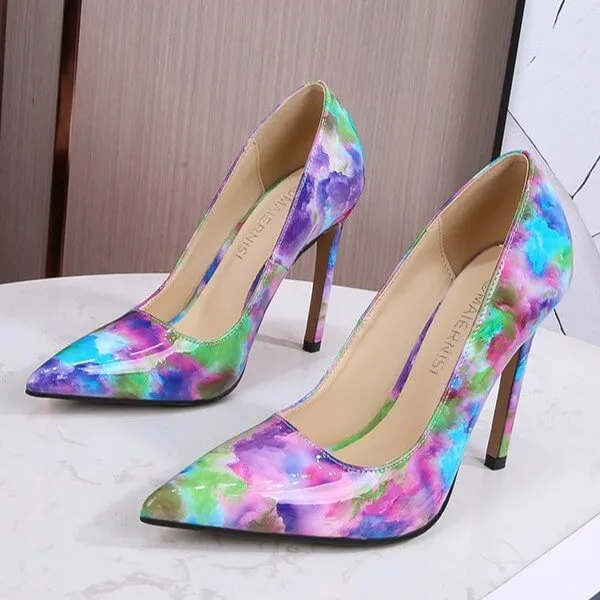 Blue Rainbow Tip Vegetarian Pumps