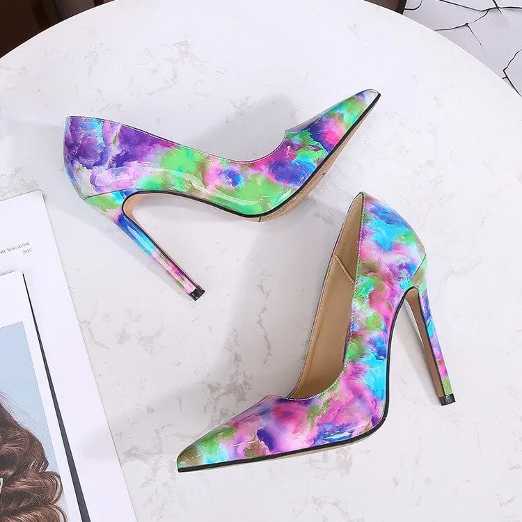 Blue Rainbow Tip Vegetarian Pumps