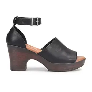 B.O.C. Galliana Black Sandals with Faux Wooden Heel