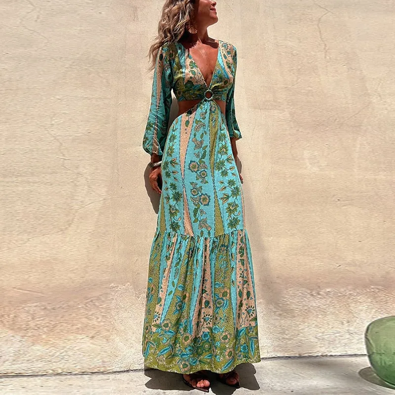 Boho-Maxikleid mit Cut-Outs