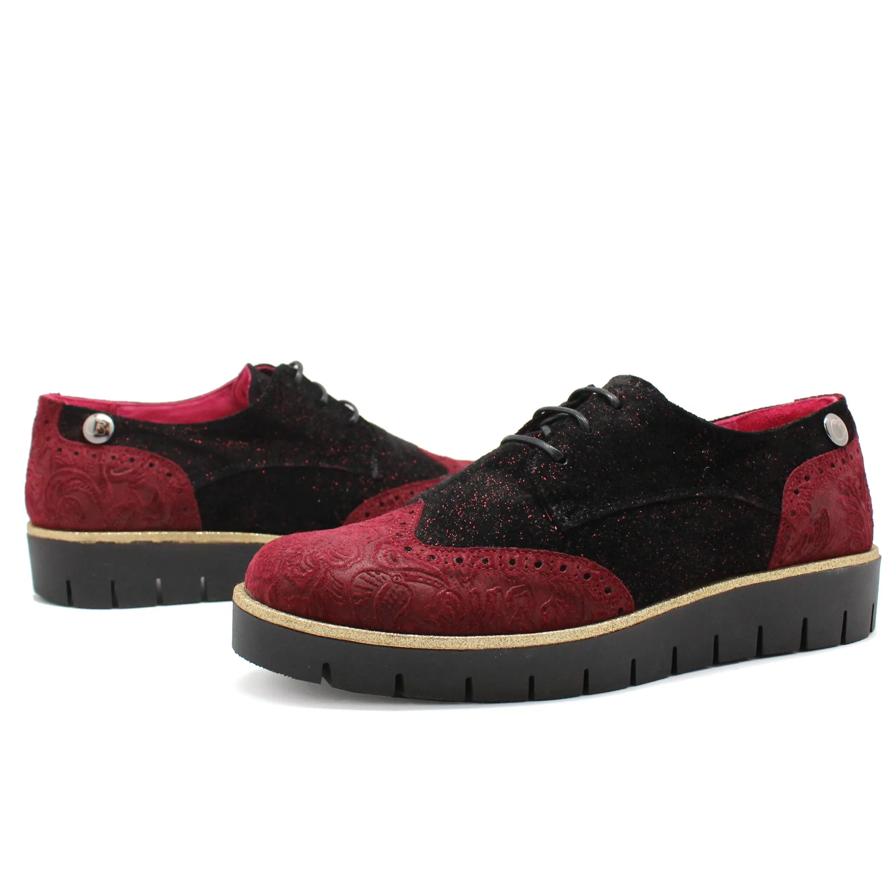 Bolt - Red Flower print lace up shoe