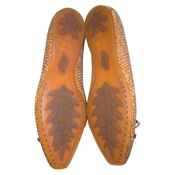 BORN Snake Embossed Carri Flat Brown in Cork and Leather 7 NWOB