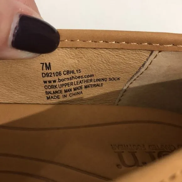 BORN Snake Embossed Carri Flat Brown in Cork and Leather 7 NWOB