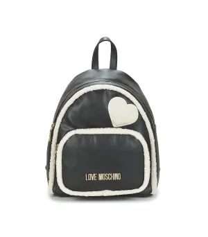 Borsa Pu Nero Eco Shearling - Avorio
