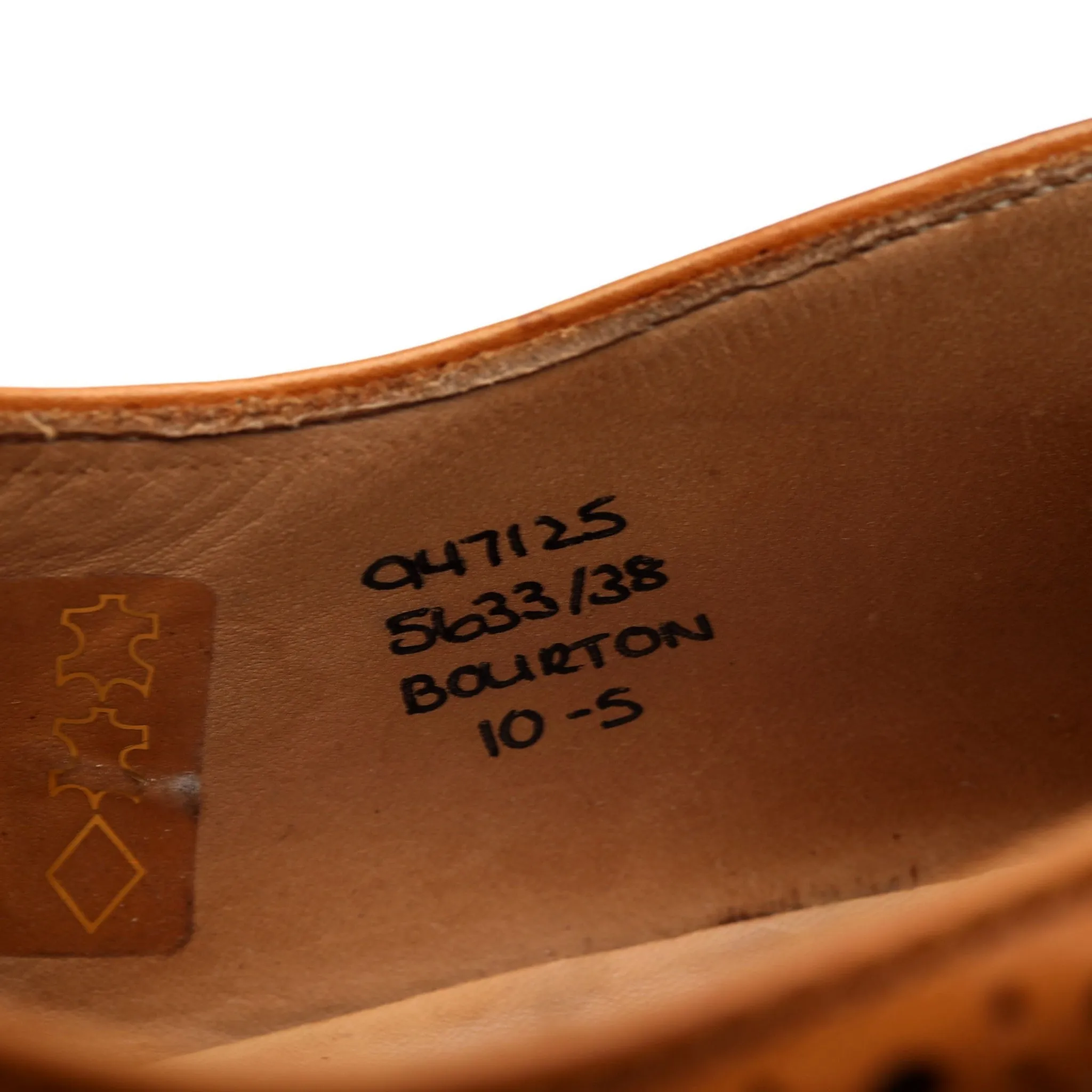 'Bourton' Tan Brown Leather Derby Brogues UK 10